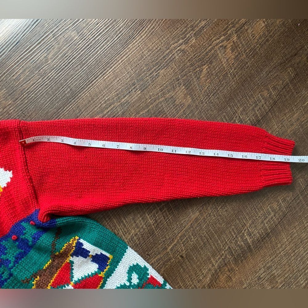 KAREN SCOTT vintage 90s knit Christmas cardigan holiday sweater cute granny L - Picture 14 of 16
